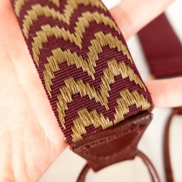 CAS GERMANY Men's Red Khaki Suspender Button Y Back Weaving Gold Hardware Buckle - Picture 6 of 11